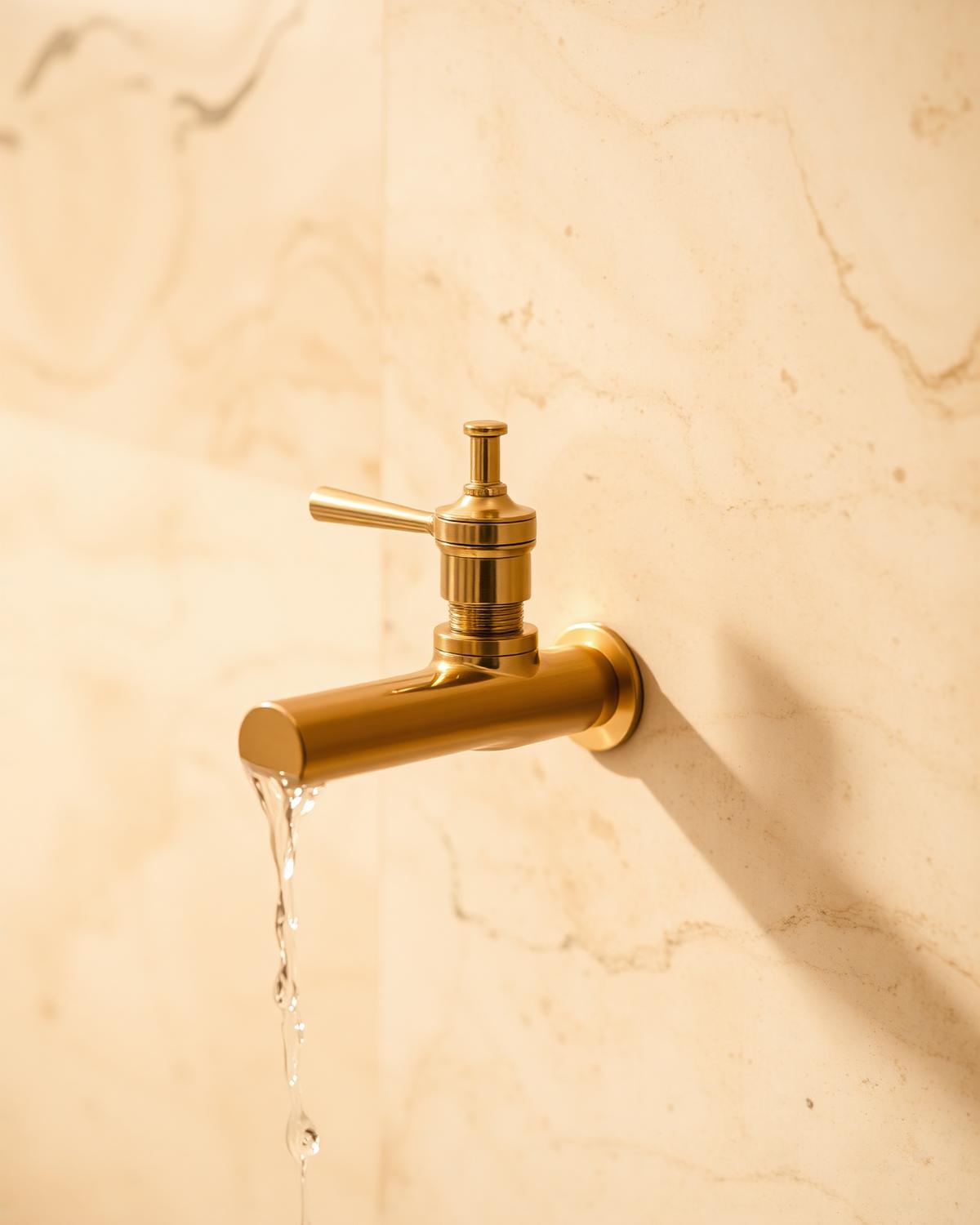 Brushed brass tap detail